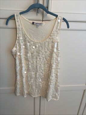 Jennifer Lopez Ivory Sequin Tank Top